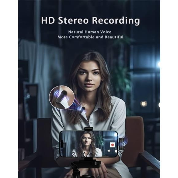 Wireless Lavalier Microphone, 2-in-1 Plug-Play Mic Windshield with Charging Case - Picture 4 of 7